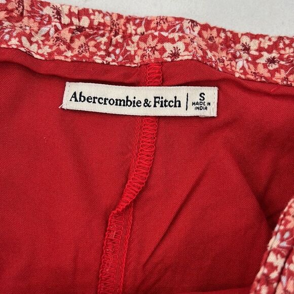Vintage Abercrombie & Fitch Red Floral Ruffle Lined Mini Skirt Sz S - Picture 5 of 7